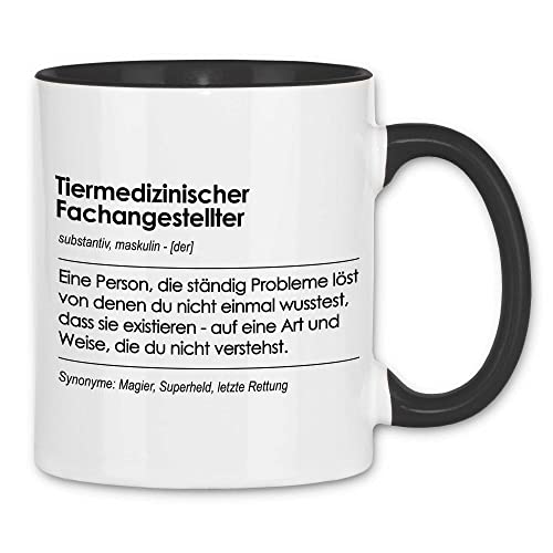 wowshirt Tasse Geschenk für Tiermedizinischer Fachangestellter Definition Geburtstag Weihnachten, Farbe:White - Black von wowshirt