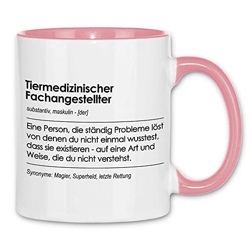 wowshirt Tasse Geschenk für Tiermedizinischer Fachangestellter Definition Geburtstag Weihnachten, Farbe:White - Pink von wowshirt