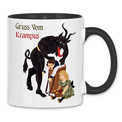 wowshirt Tasse Gruss Vom Krampus Weihnachten Ugly Christmas, Farbe:White - Black von wowshirt