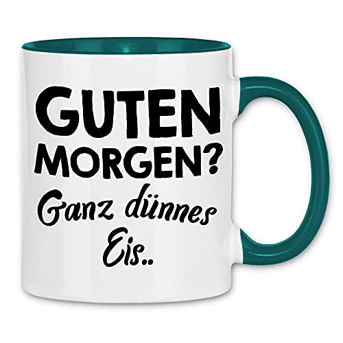 wowshirt Tasse Guten Morgen Ganz Dünnes Eis Arbeitskollegen Job Chef Arbeit, Farbe:White - Petrol von wowshirt