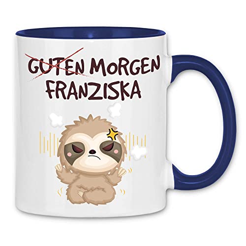 wowshirt Tasse Guten Morgen Personalisierbar Mit Namen Kollege Job Kollegin Chef, Farbe:White - Navy von wowshirt