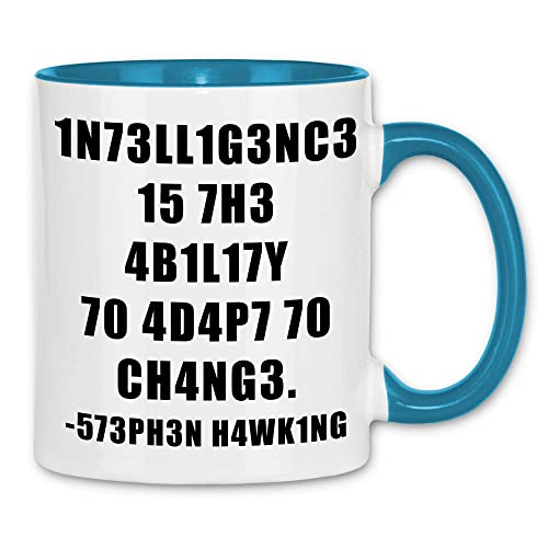 wowshirt Tasse Hawking Fähigkeitstest Ingenieur für Mathe-Lehrer Wissenschaftler IQ Genie Geek Gag, Farbe:White - Light Blue von wowshirt