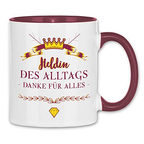 wowshirt Tasse Heldin des Alltags Königin Arbeitskollegin Überraschung Kollegin, Farbe:White - Bordeaux von wowshirt