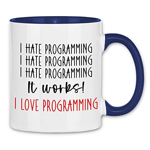 wowshirt Tasse I Love Programming Programmierer Informatiker Software Entwickler Coder, Farbe:White - Navy von wowshirt