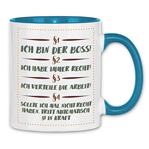 wowshirt Tasse Ich Bin der Boss Ich habe immer Recht Abteilungsleiter Direktor Firmenchef Chef, Farbe:White - Light Blue von wowshirt