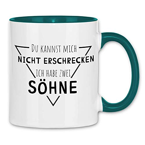 wowshirt Tasse Ich Habe Zwei Söhne Geschenk für Vater Vatertag Papa, Farbe:White - Petrol von wowshirt