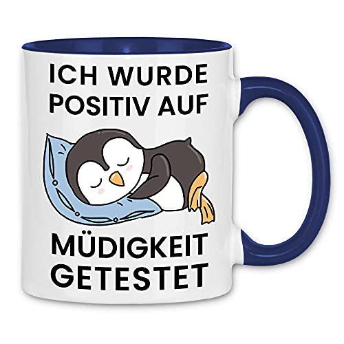 wowshirt Tasse Ich Wurde Positiv auf Müdigkeit Getestet Morgenmuffel Job, Farbe:White - Navy von wowshirt