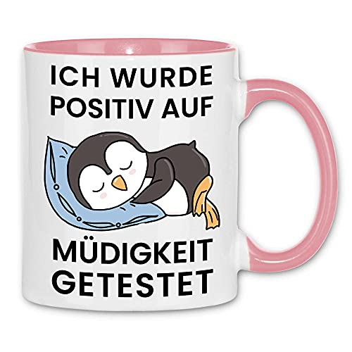 wowshirt Tasse Ich Wurde Positiv auf Müdigkeit Getestet Morgenmuffel Job, Farbe:White - Pink von wowshirt
