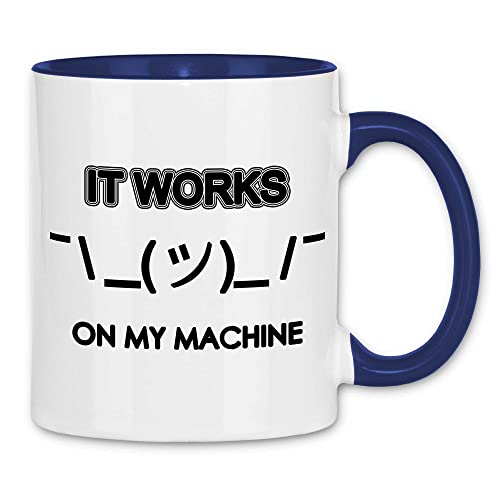 wowshirt Tasse It Works On My Machine Programmierer Informatiker Software Entwickler Coder, Farbe:White - Navy von wowshirt