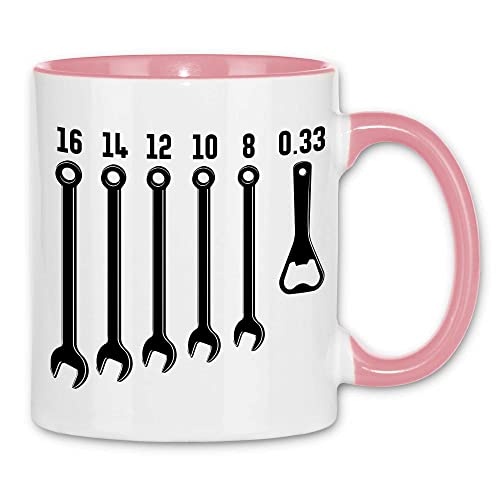 wowshirt Tasse KFZ-Mechaniker Schrauben-Schlüssel Garage Flaschenöffner Bier Handwerker, Farbe:White - Pink wowshirt Tasse KFZ-Mechaniker Schrauben-Schlüssel Garage Flaschenöffner Bier Handwerker, Farbe:White - Pink von wowshirt