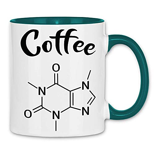 wowshirt Tasse Kaffee Formeln Coffein Koffein, Farbe:White - Petrol von wowshirt