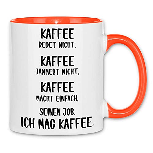 wowshirt Tasse Kaffee Redet Nicht Spruch Arbeit Arbeitskollege Chef Job Büro, Farbe:White - Orange von wowshirt