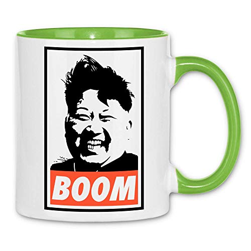 wowshirt Tasse Kim Jong-un Nordkorea Boom Rocketman, Farbe:White - Light Green von wowshirt