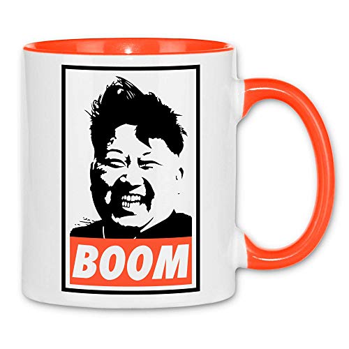 wowshirt Tasse Kim Jong-un Nordkorea Boom Rocketman, Farbe:White - Orange von wowshirt