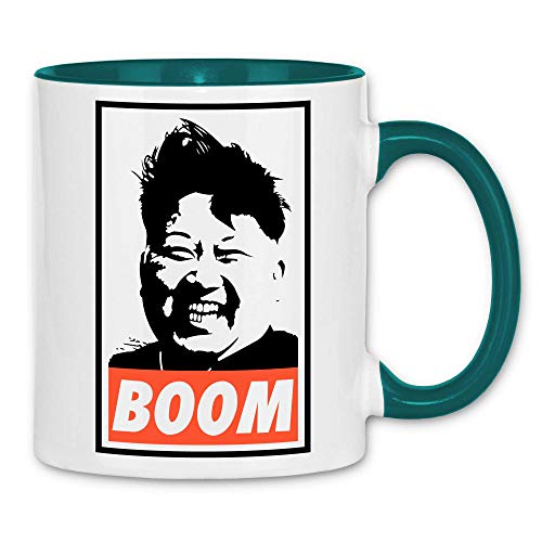 wowshirt Tasse Kim Jong-un Nordkorea Boom Rocketman, Farbe:White - Petrol von wowshirt