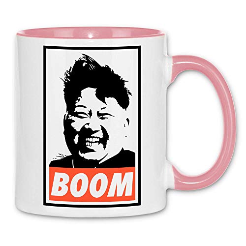wowshirt Tasse Kim Jong-un Nordkorea Boom Rocketman, Farbe:White - Pink von wowshirt