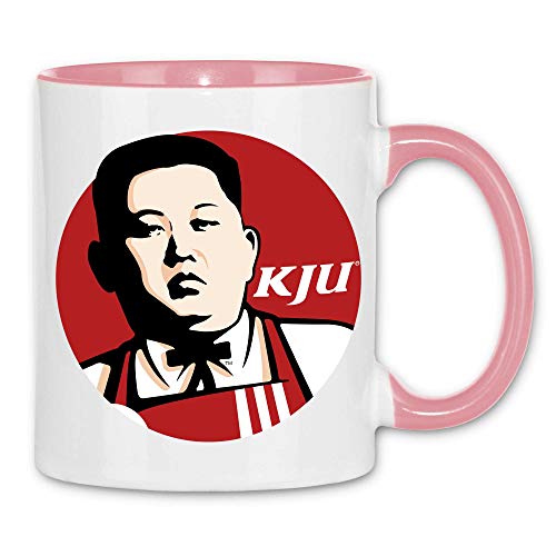 wowshirt Tasse Kim Jong-un Nordkorea President Logo Parodie Diktator, Farbe:White - Pink von wowshirt