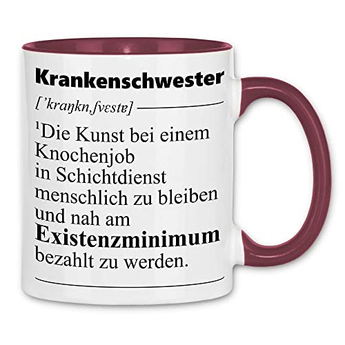 wowshirt Tasse Krankenschwester Definition Lustiger Spruch Geschenk Pflegerin, Farbe:White - Bordeaux von wowshirt