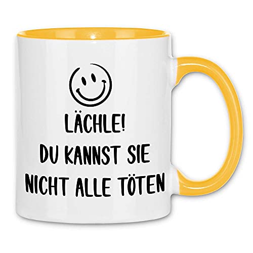 wowshirt Tasse Lächle du Kannst Sie Nicht Alle Töten Arbeitskollege Chef Büro Job, Farbe:White - Yellow von wowshirt