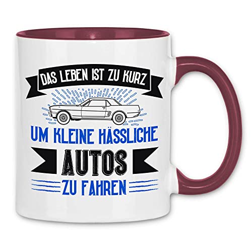 wowshirt Tasse Leben Ist Zu Kurz Um Hässliche Autos zu fahren Kfz Mechaniker Auto-Fan Tuning, Farbe:White - Bordeaux von wowshirt