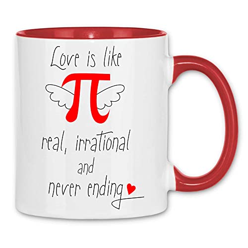 wowshirt Tasse Love Is Like Pi Geschenk-Idee für Sie/Ihn Jahrestag Valentinstag, Farbe:White - Red von wowshirt