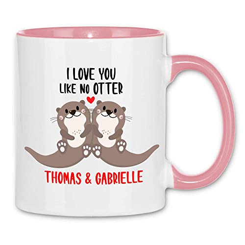 wowshirt Tasse Love You Like no Otter Personalisierte Geschenk-Idee für Sie/Ihn Valentinstag, Farbe:White - Pink von wowshirt