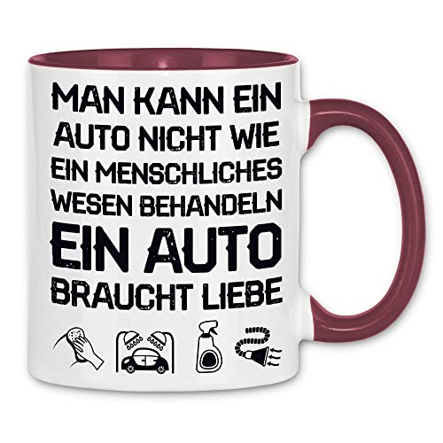 wowshirt Tasse Man Kann Auto Nicht Wie Menschen Behandeln Autoliebhaber Tuning Kfz-Mechaniker, Farbe:White - Bordeaux von wowshirt