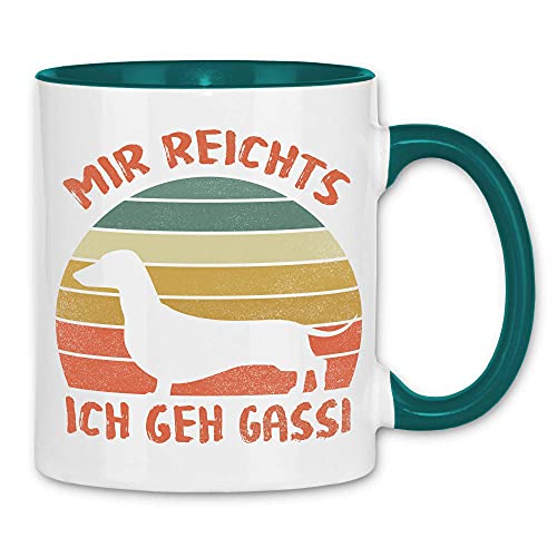 wowshirt Tasse Mir Reichts ich Geh Gasse Dackel Hundefreund Hundeliebhaber, Farbe:White - Petrol von wowshirt