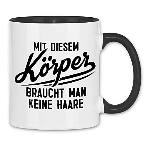 wowshirt Tasse Mit Diesem Körper Braucht Man Keine Haare Glatze Haarausfall, Farbe:White - Black von wowshirt