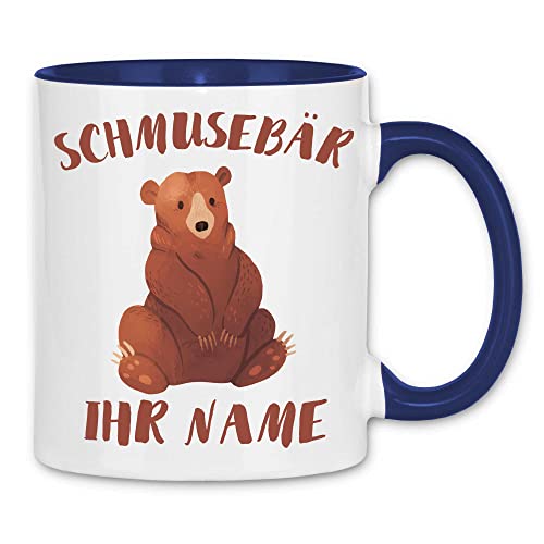 wowshirt Tasse Mit Namen Personalisiert Schmuse Bär Selbst Gestalten Individuell, Farbe:White - Navy von wowshirt