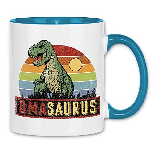 wowshirt Tasse Omasaurus T-Rex Dinosaur Dino Muttertag Geschenk für Oma, Farbe:White - Light Blue von wowshirt