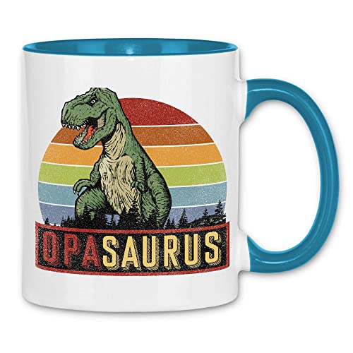 wowshirt Tasse Opasaurus T-Rex Dinosaur Dino Vatertag Geschenk für Opa Vater, Farbe:White - Light Blue von wowshirt