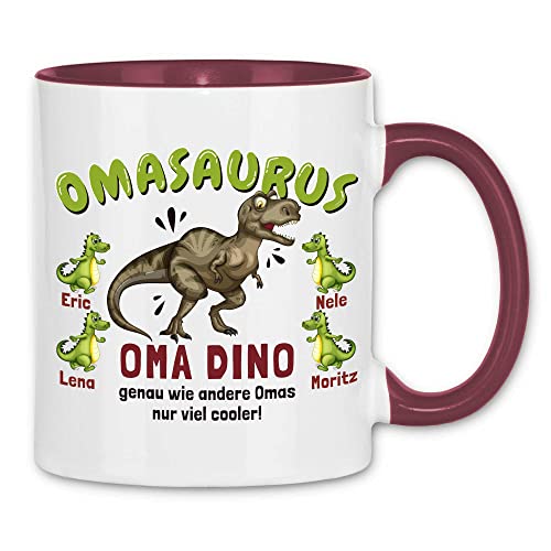 wowshirt Tasse Personalisiertes Geschenk für Oma Omasarus Kinder Anpassbare Namen, Farbe:White - Bordeaux von wowshirt