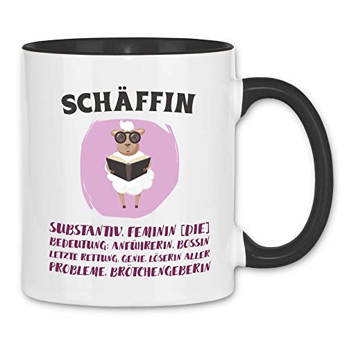 wowshirt Tasse Schäffin Chefin Abteilungsleiter Direktorin Wortspiel Firmenchefin Anführerin, Farbe:White - Black von wowshirt