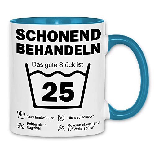 wowshirt Tasse Schonend Behandeln Das Gute Stück Ist 25 Geschenk zum 25. Geburtstag 25 Jahre, Farbe:White - Light Blue von wowshirt