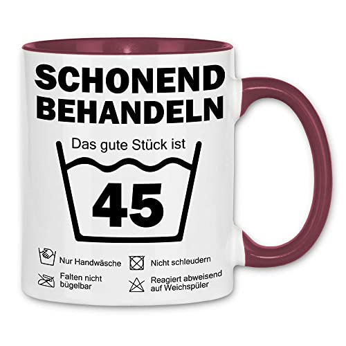 wowshirt Tasse Schonend Behandeln Das Gute Stück Ist 45 Geschenk zum 45. Geburtstag 45 Jahre, Farbe:White - Bordeaux von wowshirt