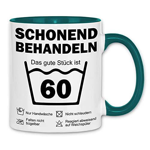 wowshirt Tasse Schonend Behandeln Das Gute Stück Ist 60 Geschenk zum 60. Geburtstag 60 Jahre, Farbe:White - Petrol von wowshirt