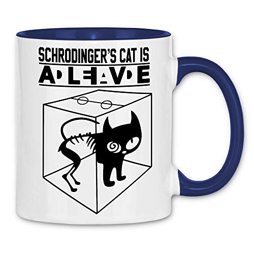 wowshirt Tasse Schrodinger's Cat Schrödingers Schroedingers Katze Sheldon Physiker Ingenieur, Farbe:White - Navy von wowshirt