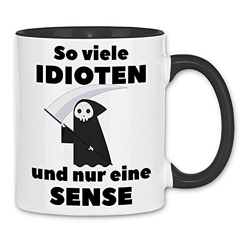 wowshirt Tasse So Viele Idioten und Nur Eine Sense Sarkasmus Ironie Arbeitskollege, Farbe:White - Black von wowshirt