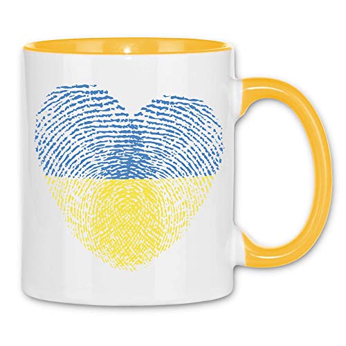 wowshirt Tasse Solidarität Ukraine Frieden Hertz DNA Ukrainische Flagge, Farbe:White - Yellow von wowshirt