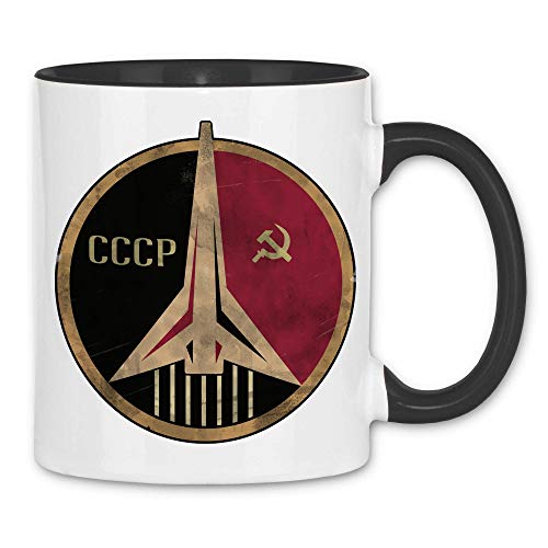 wowshirt Tasse Sowjetunion Vintage Poster Raumfahrt CCCP Astronaut Russland, Farbe:5 White Black von wowshirt