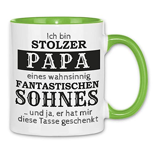 wowshirt Tasse Stolzer Papa Fantastischen Sohnes Vatertag Geschenk für Vater, Farbe:White - Light Green von wowshirt