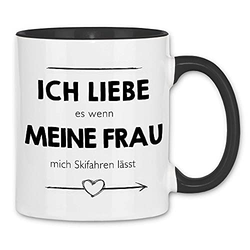 wowshirt Tasse ich liebe es wenn meine Frau mich Skifahren lässt Skiläufer, Farbe:White - Black von wowshirt