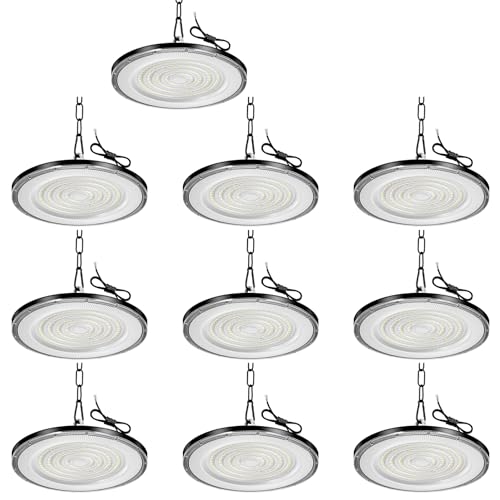 200W LED Werkstatt Deckenleuchte - 10er 6500K 20000LM LED Hallenstrahler, IP65 Wasserdichte Werkstatt Lampe mit Aufhängekette und Haken, LED Lampe Werkstatt decke für Fabriken, Garage, Lagerhaus von wowspeed