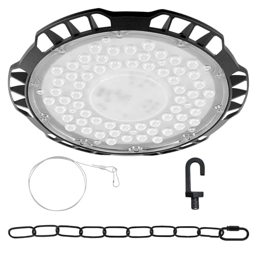 300W LED Werkstatt Deckenleuchte 2 PACK - 6500K 30000LM LED Hallenstrahler, IP65 Wasserdichte Werkstattbeleuchtung mit Aufhängekette und Haken, Led Garagenleuchte für Fabriken, Garage, Lagerhaus von wowspeed