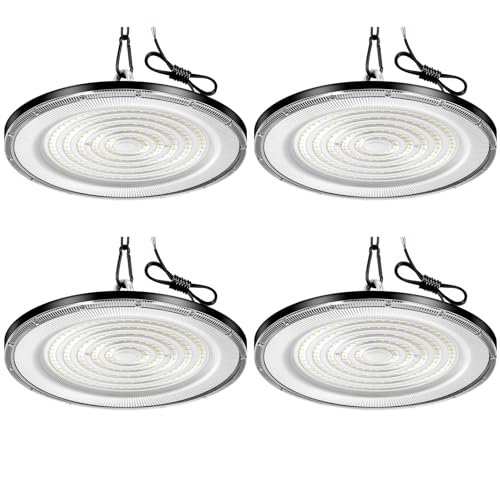 300W LED Werkstatt Deckenleuchte - 4er 6500K 30000LM LED Hallenstrahler, IP65 Wasserdichte Werkstatt Lampe mit Aufhängekette und Haken, LED Lampe Werkstatt decke für Fabriken, Garage, Lagerhaus von wowspeed