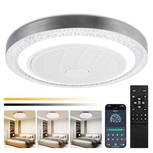 50cm Ventilator Deckenleuchte - 72W LED Deckenventilator mit Beleuchtung, 3 Farbtemperatur und 6 Geschwindigkeiten Deckenventilator mit Lampe, Timer, Fernbedienung Leise Dimmbar Ventilator Deckenlampe von wowspeed