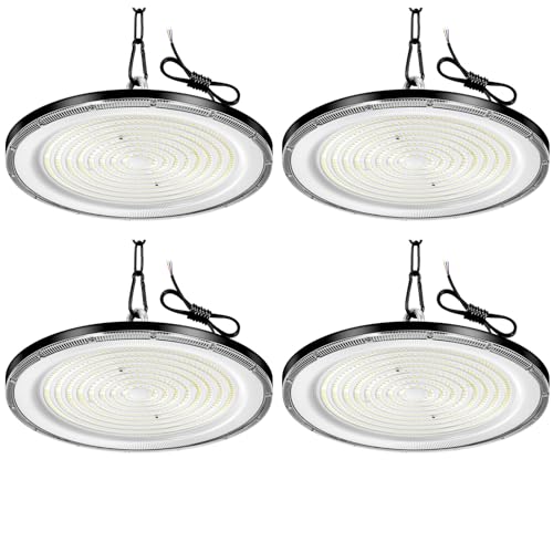 800W LED Werkstatt Deckenleuchte - 4er 6500K 80000LM LED Hallenstrahler, IP65 Wasserdichte Werkstatt Lampe mit Aufhängekette und Haken, LED Lampe Werkstatt decke für Fabriken, Garage, Lagerhaus von wowspeed