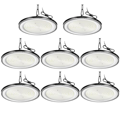 800W LED Werkstatt Deckenleuchte - 8er 6500K 80000LM LED Hallenstrahler, IP65 Wasserdichte Werkstatt Lampe mit Aufhängekette und Haken, LED Lampe Werkstatt decke für Fabriken, Garage, Lagerhaus von wowspeed