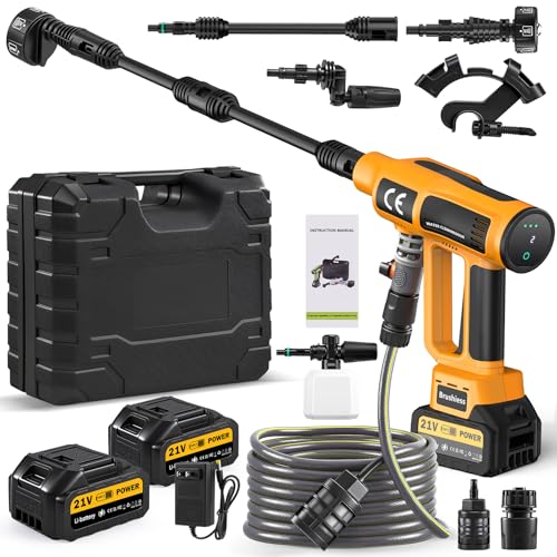 Akku Hochdruckreiniger, 21V 200Bar Mobile Akku-Hochdruckreiniger, Hochdruckreiniger Akku mit 2 Akku, 3-in-1-Multifunktionsdüse, 5M Schlauch, Tragbarer Hochdruckreiniger für Auto, Terrasse, Fenster Akku Hochdruckreiniger, 21V 200Bar Mobile Akku-Hochdruckreiniger, Hochdruckreiniger Akku mit 2 Akku, 3-in-1-Multifunktionsdüse, 5M Schlauch, Tragbarer Hochdruckreiniger für Auto, Terrasse, Fenster von wowspeed
